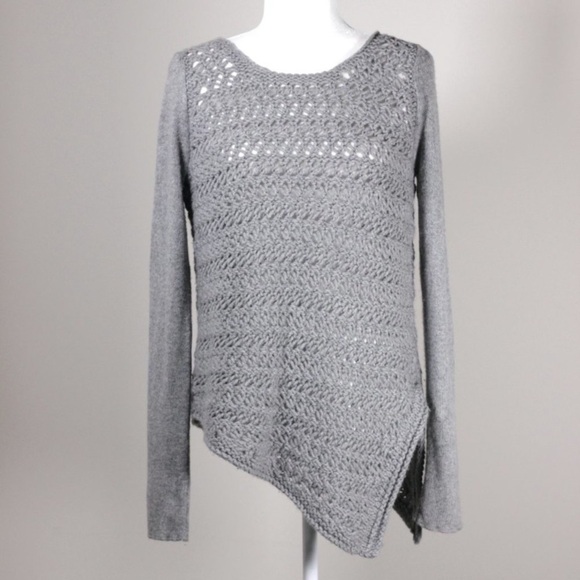 Helmut Lang Asymmetrical Open Knit Cashmere Wool Blend Sweater Top Size Medium - Picture 2 of 10